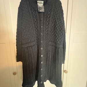 Aran Crafts Black Cable Knit Cardigan